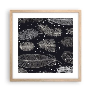 Plakát v rámu světlý dub - Krajka s peřím - 40x40 cm