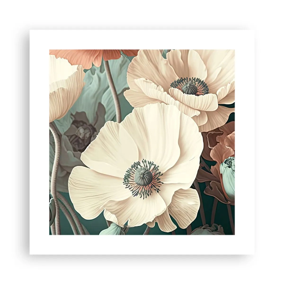 Plakát - Šepot máků - 40x40 cm