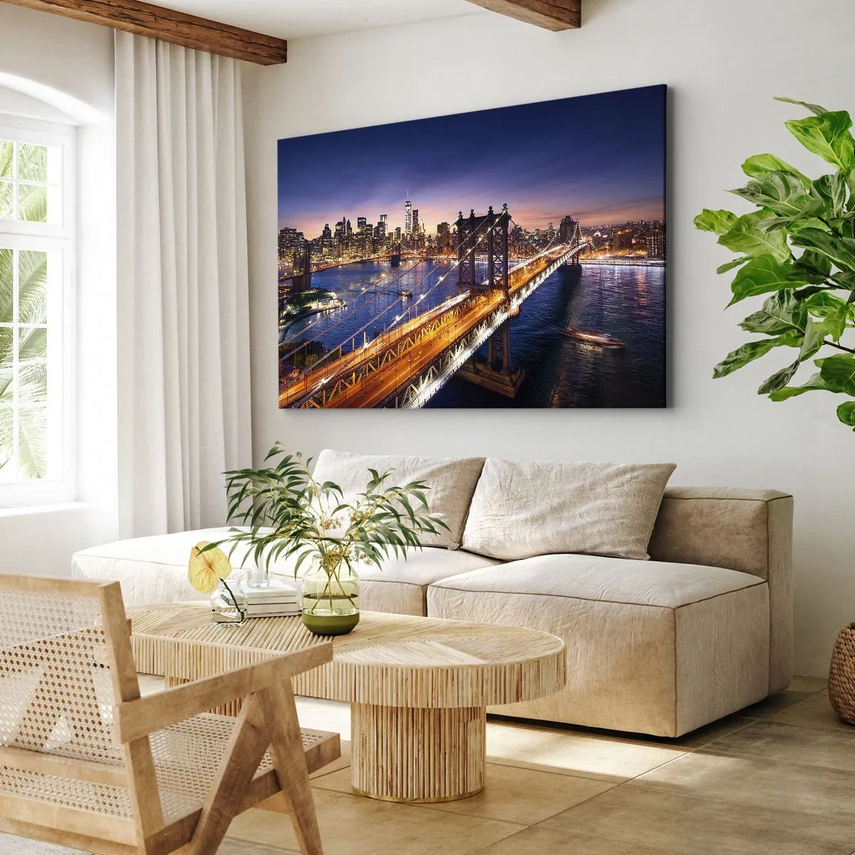 Obraz na plátně - Zářící most do srdce města - 100x70 cm