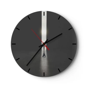Nástěnné hodiny - Silueta muže v zářivé mezeře v tmavém prostoru - 30x30cm - Krok ke světlé budoucnosti - Moderní nástěnná dekorace do obývacího pokoje, kuchyně a ložnice ARTTOR