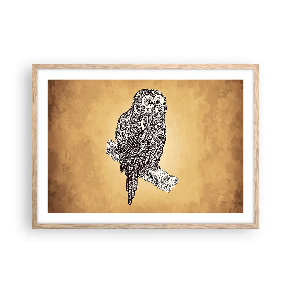 Plakát v rámu světlý dub - Mistrovské ornamenty moudrosti - 70x50 cm