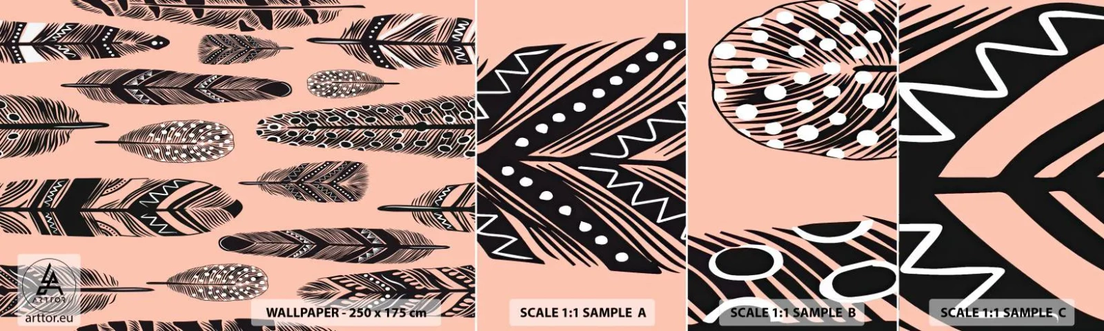 Fototapeta Vzorek Standard Eco - Indiánská kolekce - Abstrakce, Peří, Boho - 100x30 cm