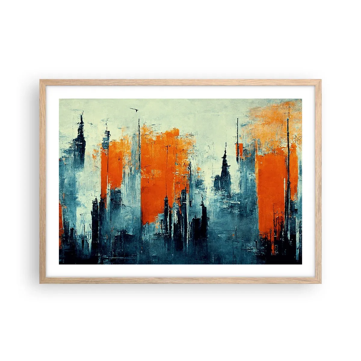 Plakát v rámu světlý dub - Moderní krajina - 70x50 cm