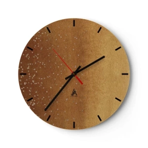 Nástěnné hodiny - Zlatý abstraktní vzor s jemnými odlesky a texturou. - 30x30cm - Zrození světla - Moderní nástěnná dekorace do obývacího pokoje, kuchyně a ložnice ARTTOR