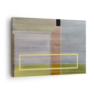 Obraz na plátně - Geometrická kompozice v pastelových barvách s obdélníky - 70x50cm - Jednoduše a v klidu - Moderní nástěnná dekorace do obývacího pokoje a ložnice ARTTOR