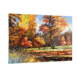 Obraz na skle - Krajinka ve zlaté a hnědé - 120x80 cm