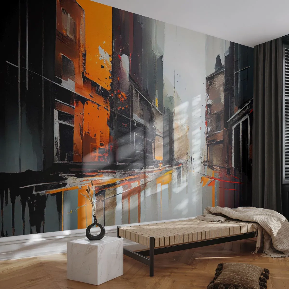 Fototapeta na míru Premium Canvas - Deštivý den - Architektura, Moderní umění, Město