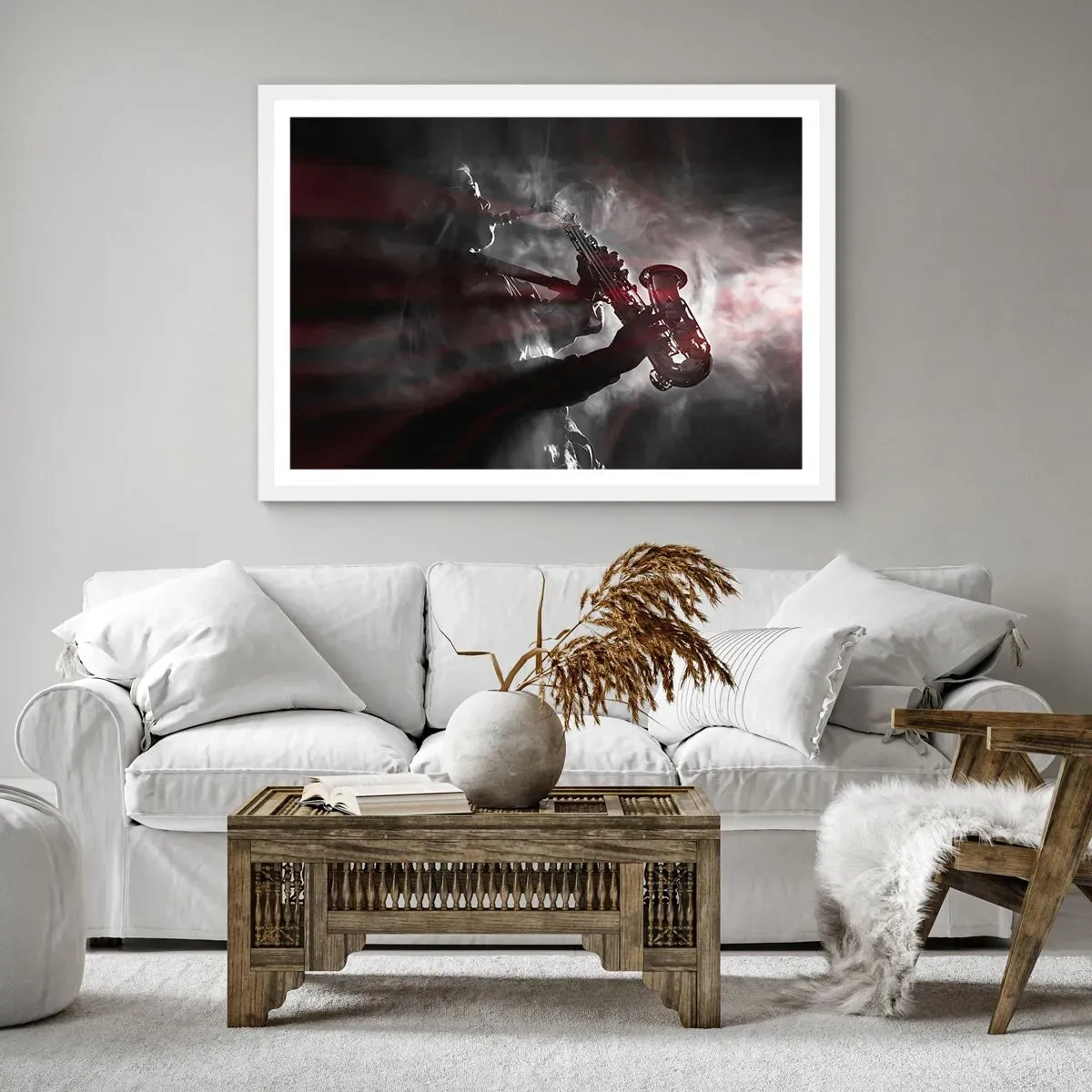 Plakát v bílém rámu - V oparu jazzu - 70x50 cm