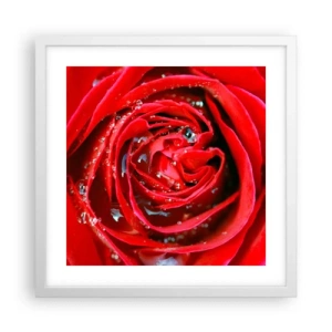 Plakát v bílém rámu - V kapkách rosy - 40x40 cm