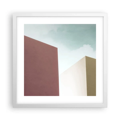 Plakát v bílém rámu - Geometrie slunečného léta - 40x40 cm
