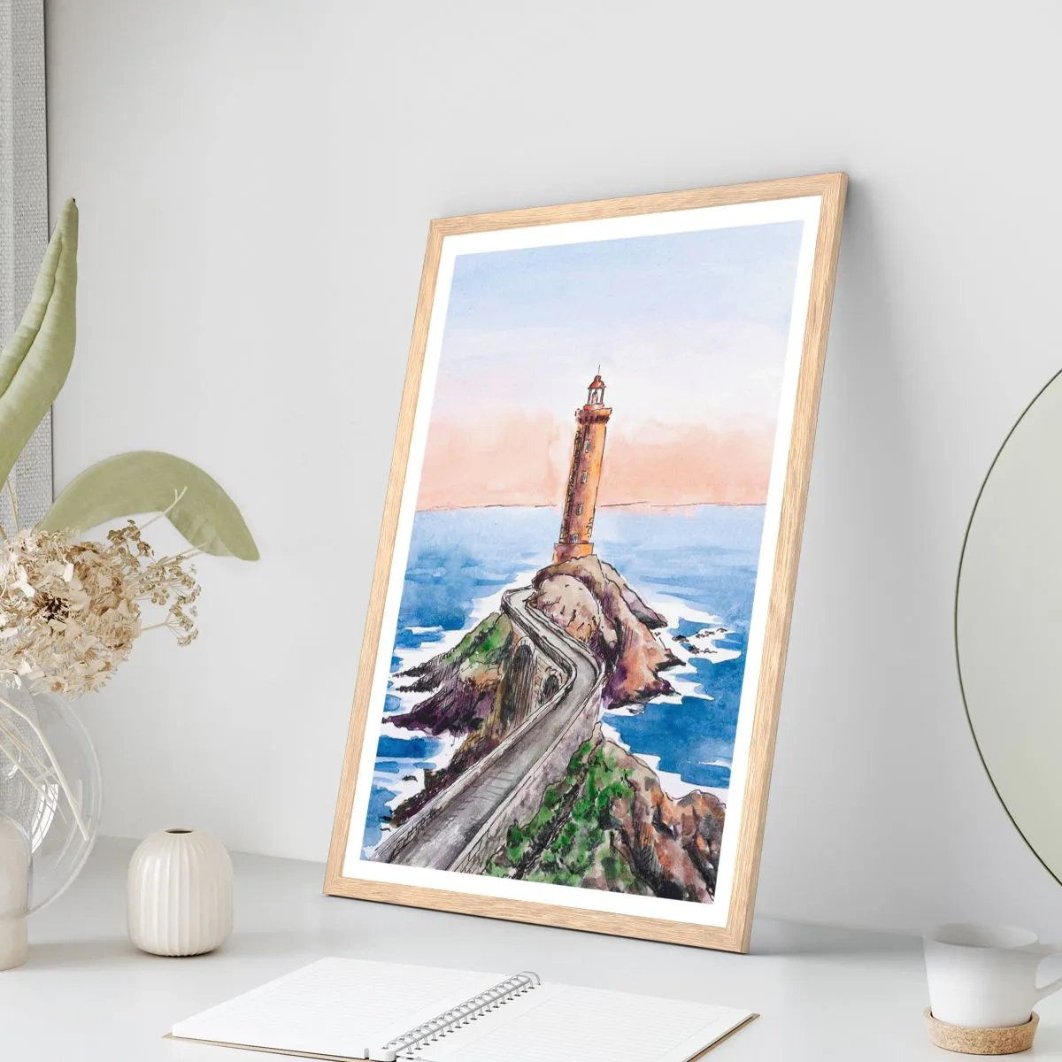 Plakát v rámu světlý dub - Tváří v tvář moři - 40x50 cm