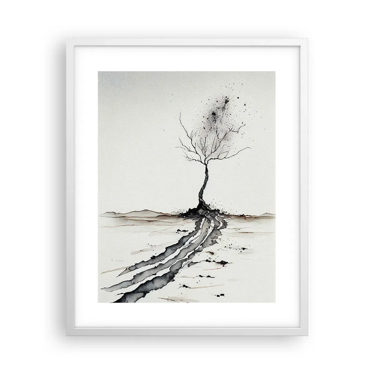 Plakát v bílém rámu - Zimní melancholie - 40x50 cm