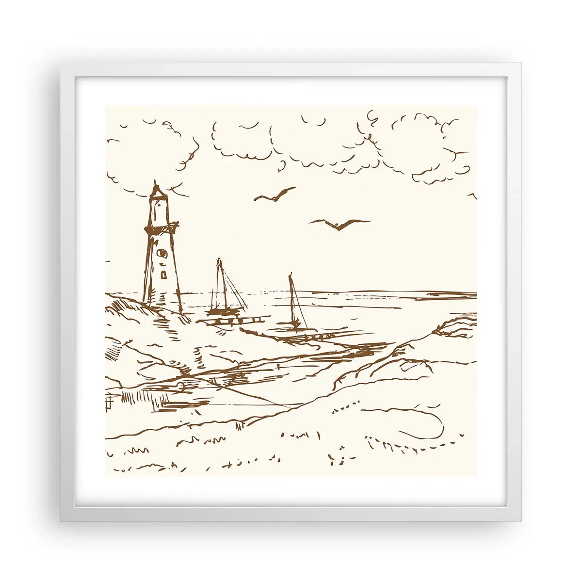 Plakát v bílém rámu - Náčrt letních vzpomínek - 50x50 cm