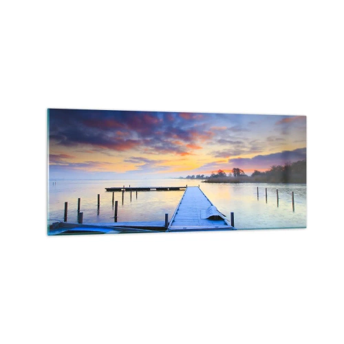 Obraz na skle - Fialovo-zlatý klid - 120x50 cm