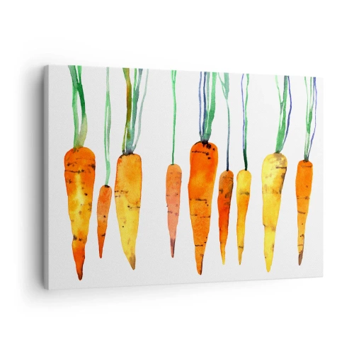 Obraz na plátně - Akvarelové mrkve v různých odstínech na bílém pozadí - 70x50cm - Krása obyčejnosti - Moderní nástěnná dekorace do obývacího pokoje a ložnice ARTTOR