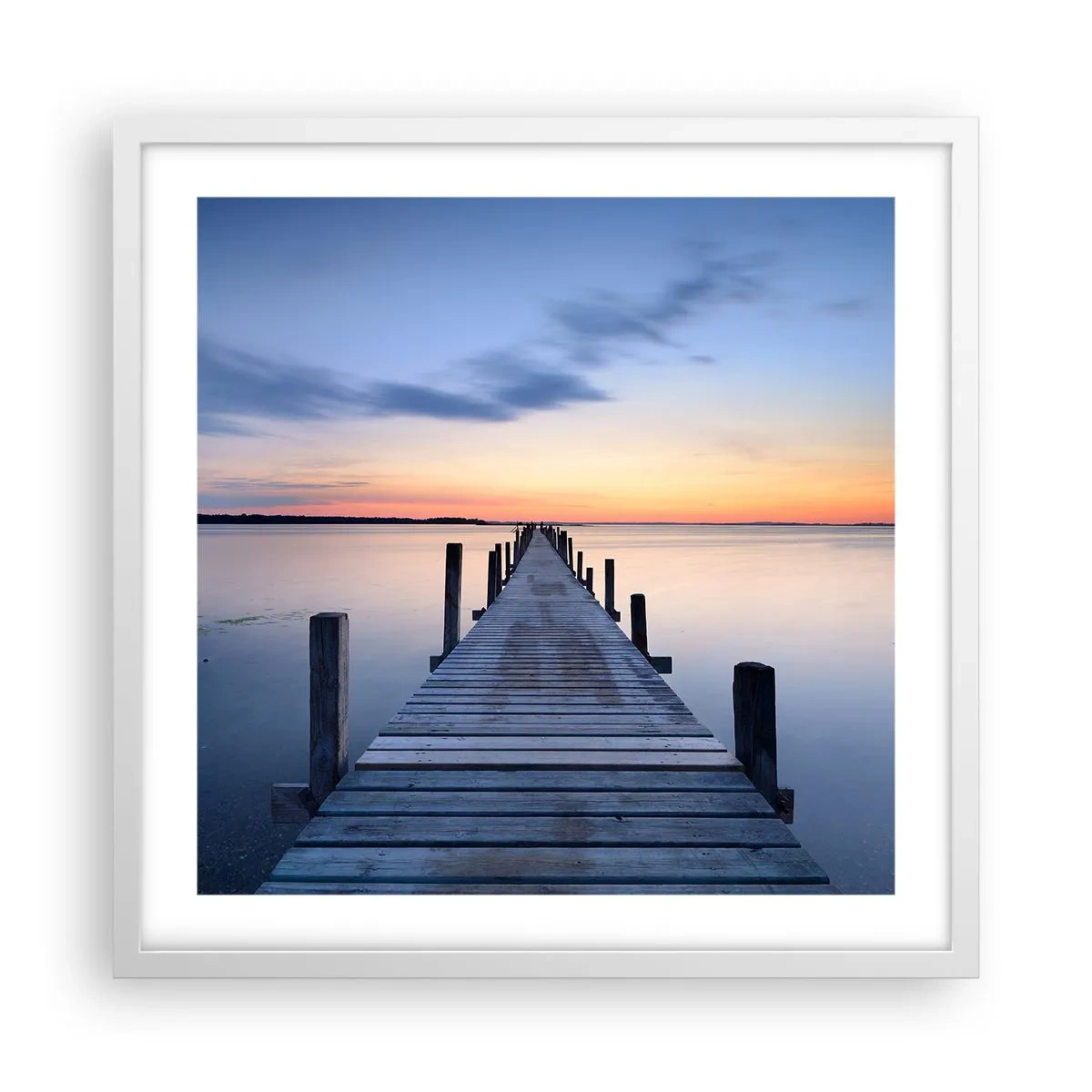 Plakát v bílém rámu - Klid příjemného soumraku - 50x50 cm