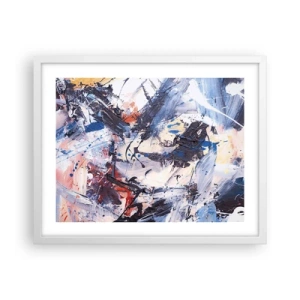Plakát v bílém rámu - Bláznivý tanec abstrakce - 50x40 cm