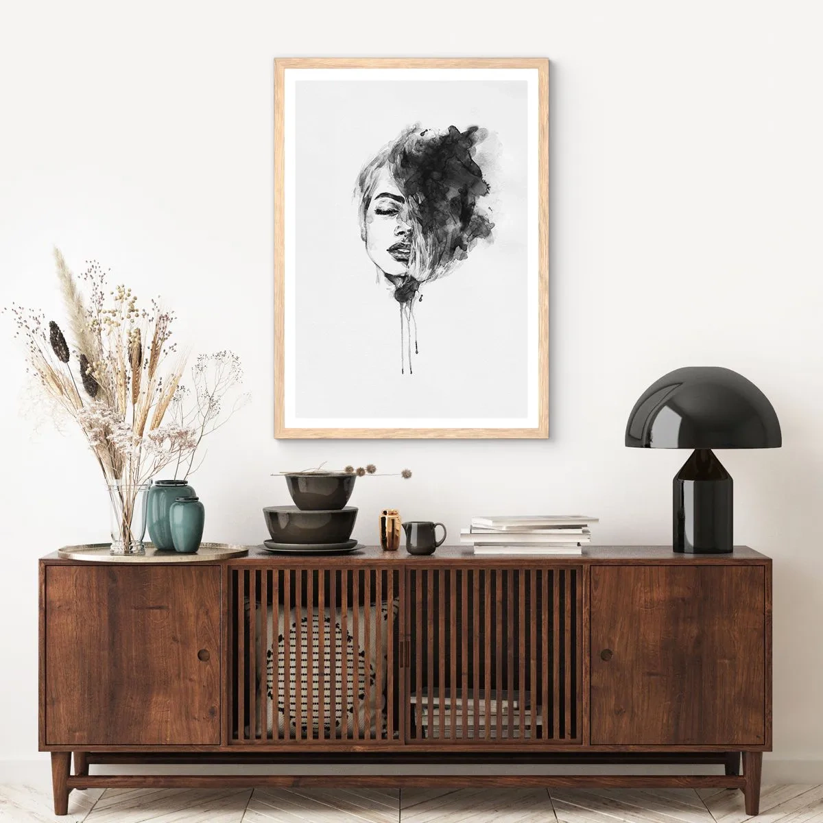 Plakát v rámu světlý dub - O čem sní dívka - 50x70 cm