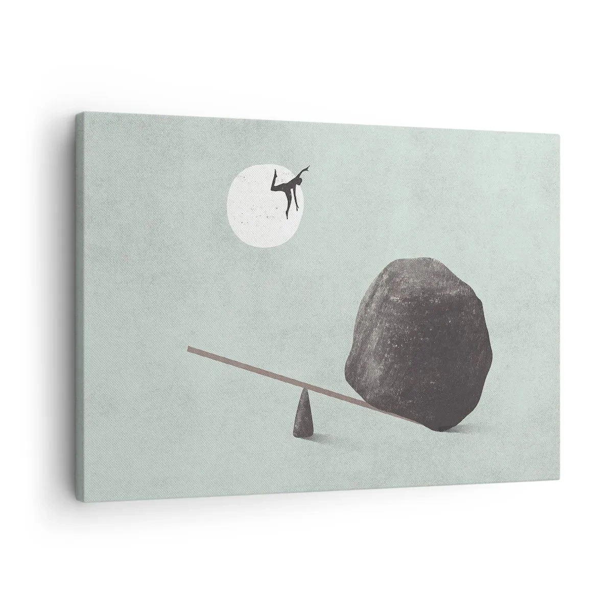 Obraz na plátně - Symbolická scéna s postavou a rovnováhou na pozadí jasné oblohy. - 70x50cm - Splněný sen - Moderní nástěnná dekorace do obývacího pokoje a ložnice ARTTOR