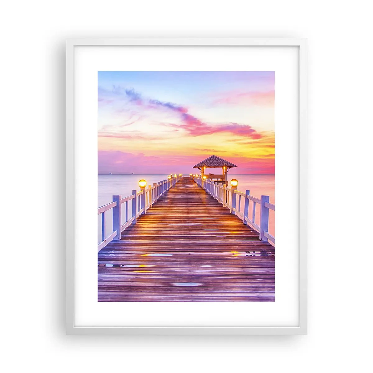 Plakát v bílém rámu - Liliově-zlaté ticho večera - 40x50 cm