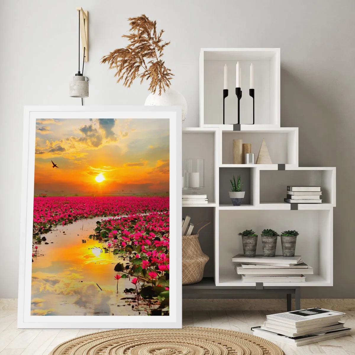 Plakát v bílém rámu - Tajemný život jezera - 50x70 cm