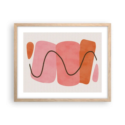 Plakát v rámu světlý dub - Jemný pohyb forem - 50x40 cm
