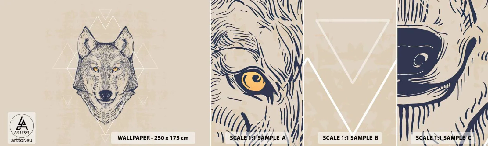 Vzor Fototapety Samolepicí Deluxe Sticker - Alfa o pronikavém pohledu - Zvířata, Pes, Husky - 100x30 cm