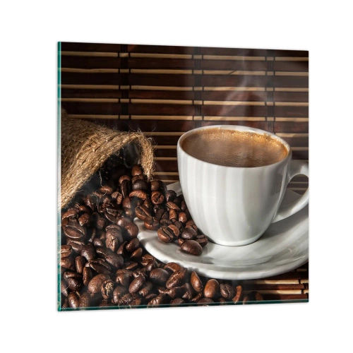 Obraz na skle - Černost uhlí, průzračnost jantaru - 40x40 cm