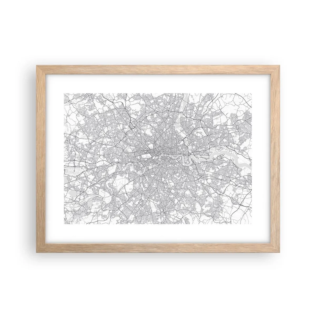Plakát v rámu světlý dub - Mapa londýnského labyrintu - 40x30 cm