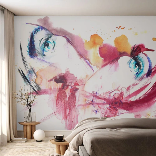 Fototapeta Premium Canvas - V blízkosti svět rozkvétá - Abstrakce, ženská tvář, Ženské oči - 350x256 cm