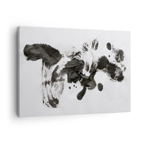 Obraz na plátně - Abstraktní kompozice černých skvrn na bílém pozadí - 70x50cm - Metoda v šílenství? - Moderní nástěnná dekorace do obývacího pokoje a ložnice ARTTOR