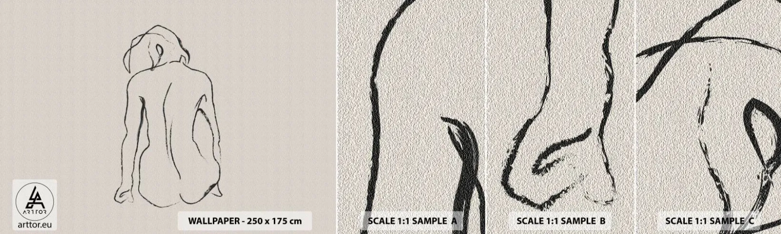 Vzor Fototapety Samolepicí Deluxe Sticker - Dívčí akt - Akt, Čára, Výkres - 100x30 cm