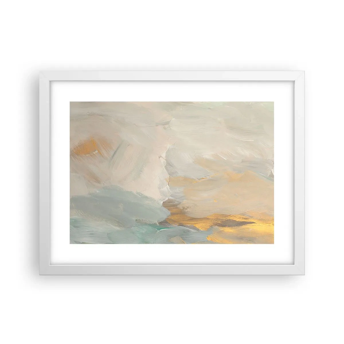 Plakát v bílém rámu - Abstrakce – krajina něhy - 40x30 cm