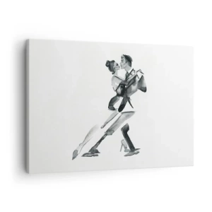 Obraz na plátně - Jemná ilustrace páru tančícího v monochromatickém stylu. - 70x50cm - V jednom rytmu - Moderní nástěnná dekorace do obývacího pokoje a ložnice ARTTOR