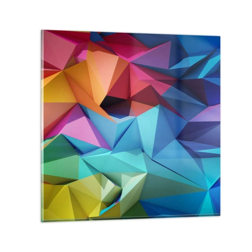 Obraz na skle - Duhové origami - 30x30 cm