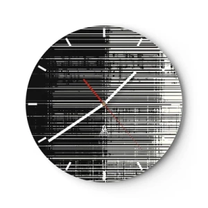 Nástěnné hodiny - Černobílé pruhy vytvářející efekt vln a vibrací - 30x30cm - Vlny a vibrace - Moderní nástěnná dekorace do obývacího pokoje, kuchyně a ložnice ARTTOR