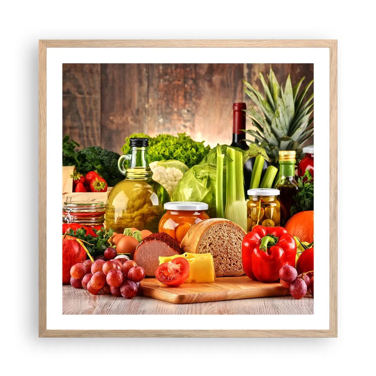 Plakát v rámu světlý dub - Uzené, pečené, marinované - 60x60 cm