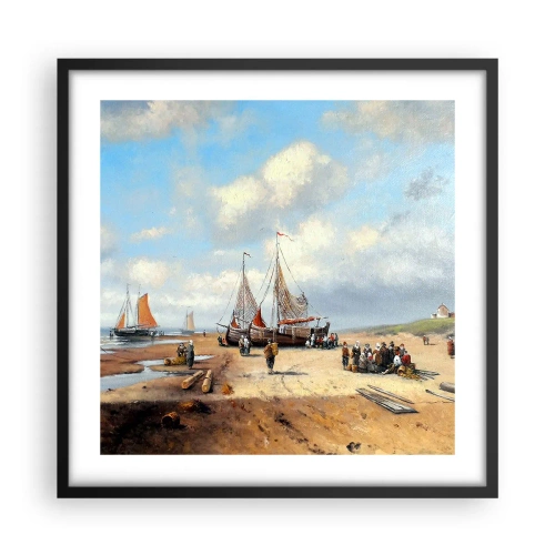 Plakát v černém rámu - Po úspěšném rybolovu - 50x50 cm