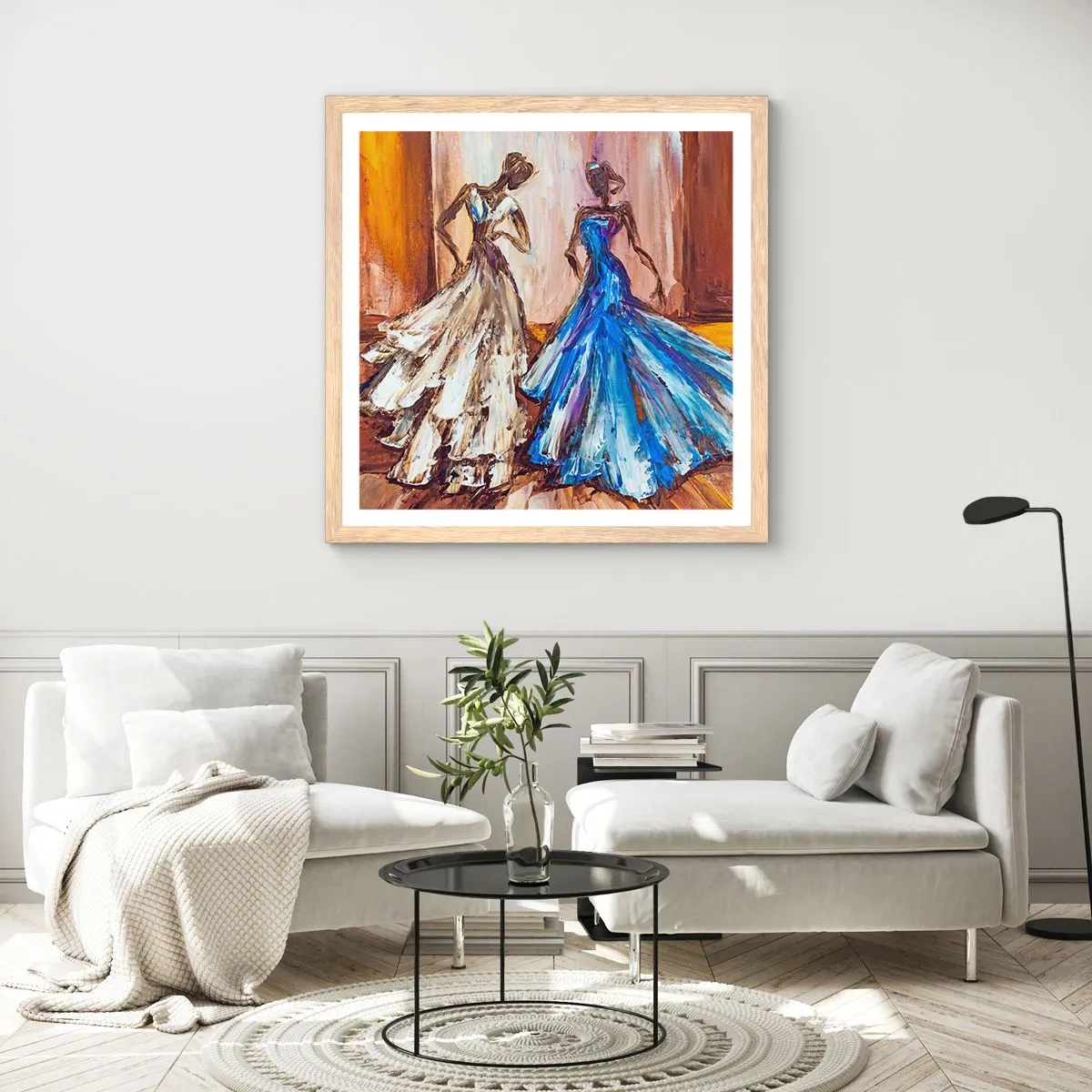 Plakát v rámu světlý dub - Půvabné duo - 60x60 cm