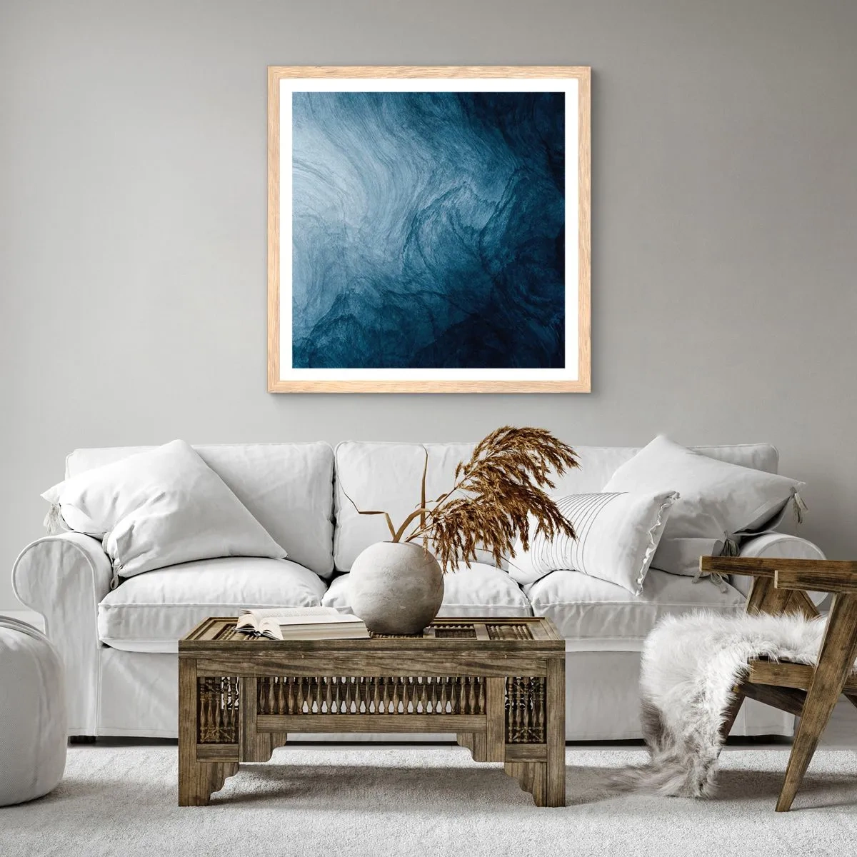 Plakát v rámu světlý dub - Sáhnout do hlubin - 50x50 cm