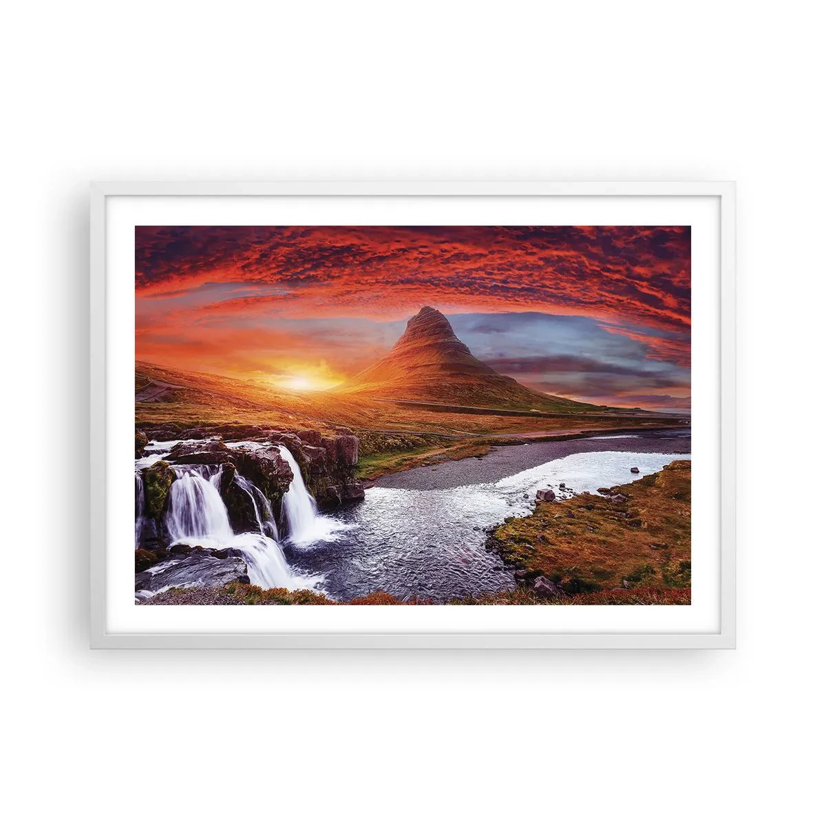 Plakát v bílém rámu - Pohled na Středozem - 70x50 cm