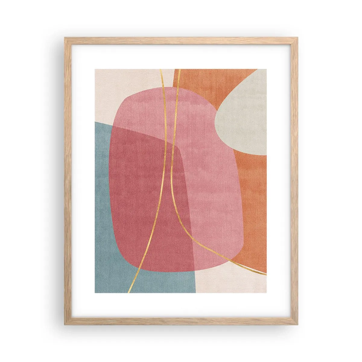 Plakát v rámu světlý dub - Pastelová kompozice se zlatou nití - 40x50 cm