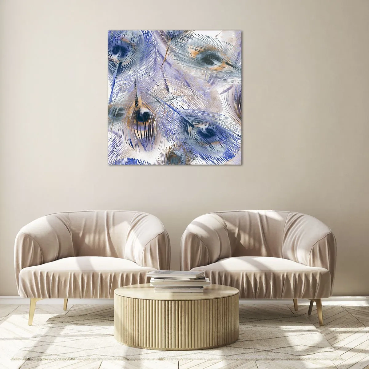 Obraz na skle - Kompozice pavího oka - 60x60 cm