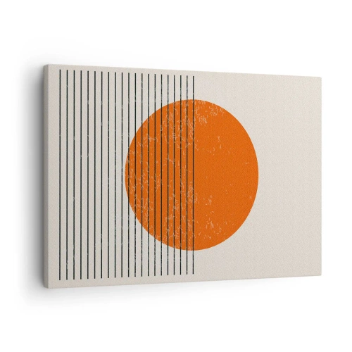 Obraz na plátně - Minimalistické slunce s geometrickými liniemi - 70x50cm - Vždy slunce - Moderní nástěnná dekorace do obývacího pokoje a ložnice ARTTOR