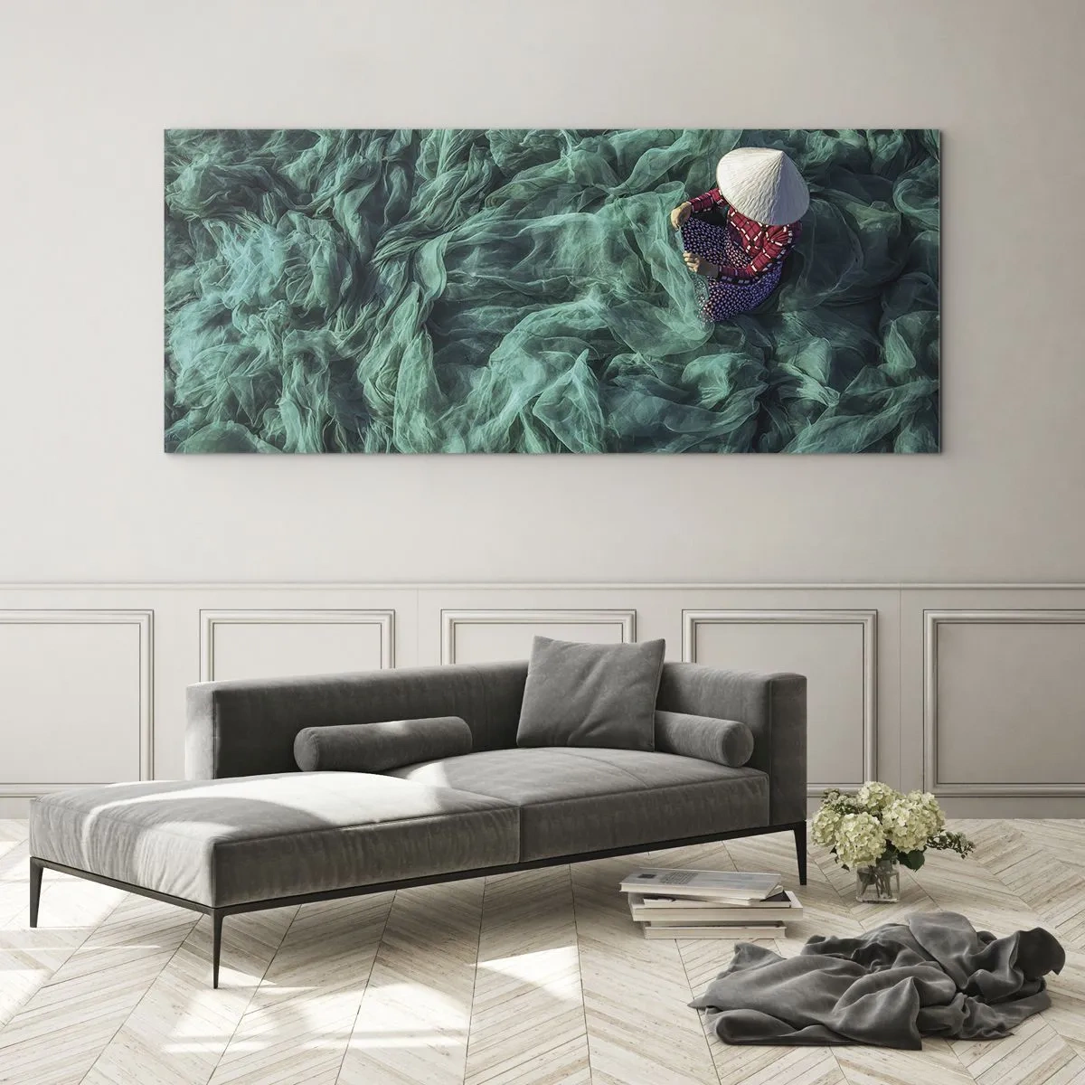 Obraz na skle - V moři sítí - 100x40 cm
