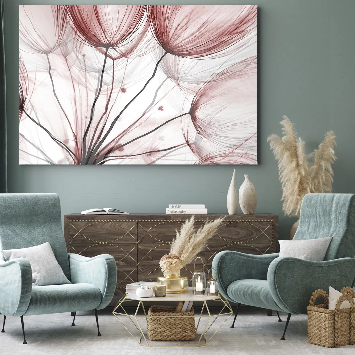 Obraz na plátně - Jemné květiny v odstínech červené na světlém pozadí - 70x50cm - Před odletem - Moderní nástěnná dekorace do obývacího pokoje a ložnice ARTTOR