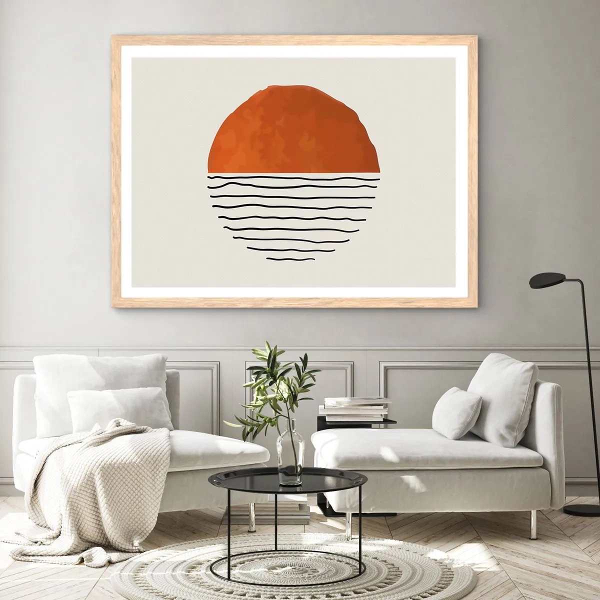 Plakát v rámu světlý dub - V japonské atmosféře - 70x50 cm