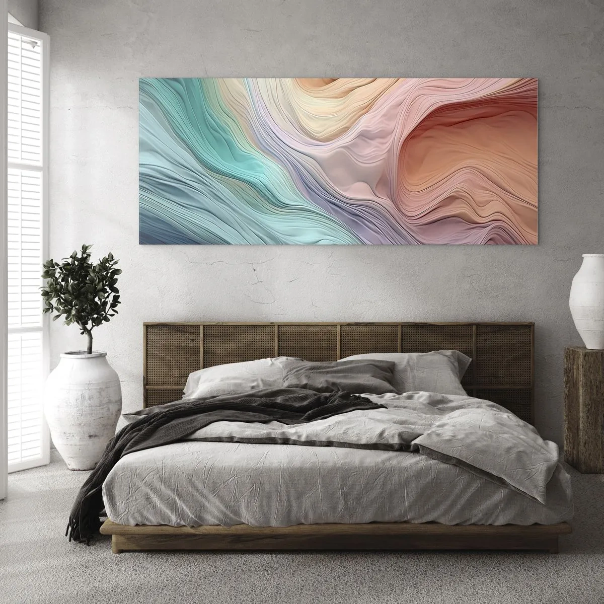 Obraz na skle - Duhová vlna - 100x40 cm