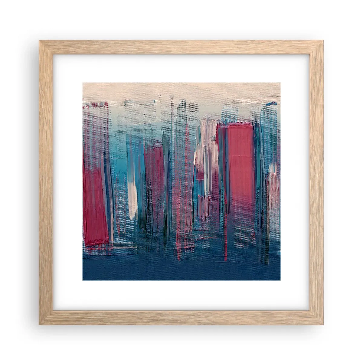 Plakát v rámu světlý dub - Vertikální kompozice v modré a červené - 30x30 cm