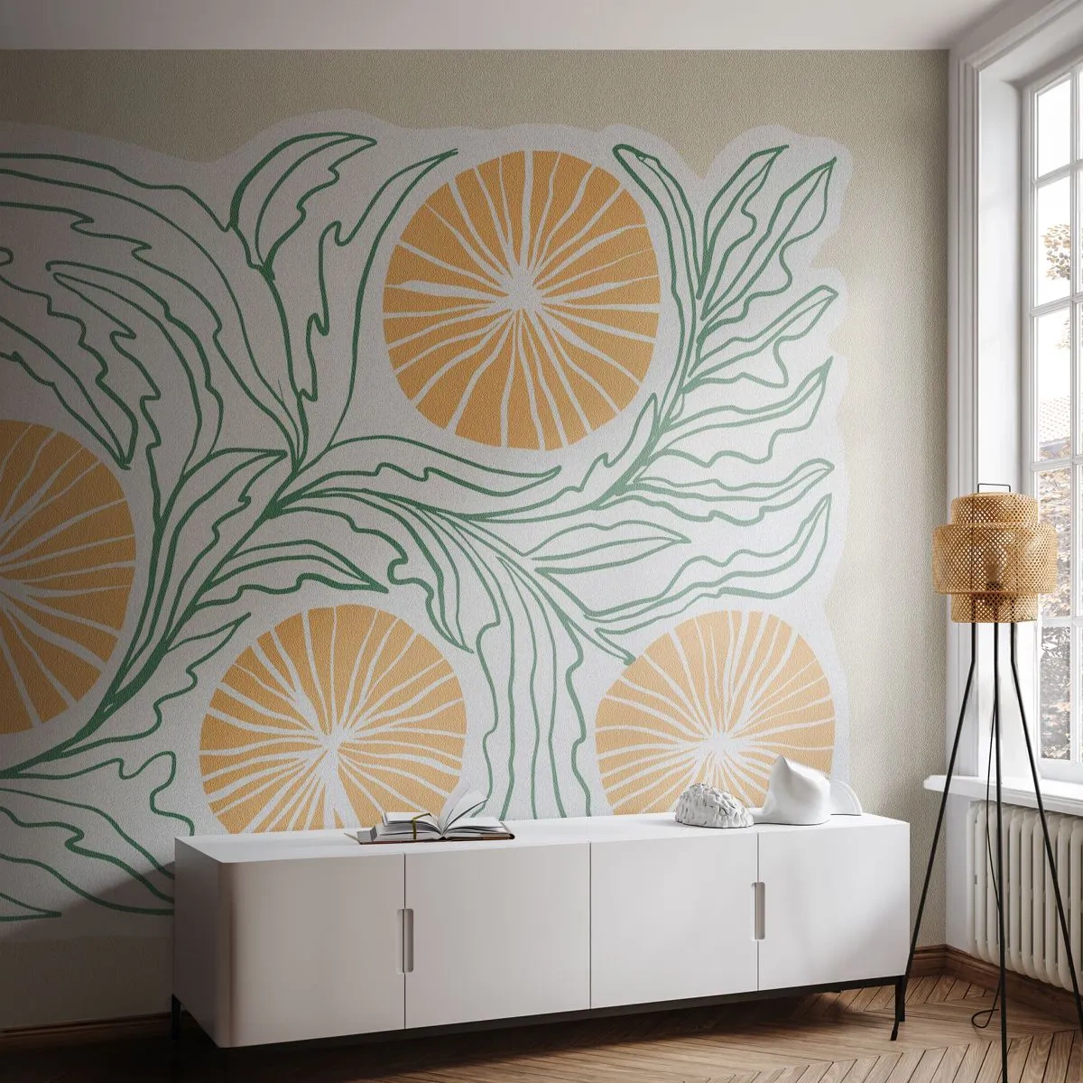 Fototapeta Premium Canvas - Etnický s abstraktním nádechem - Boho, Citrón, Minimalismus - 250x175 cm